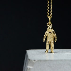 Astronaut 14K Solid Gold Necklace Jewelry Apollo 11 Astronaut Neil Armstrong Space Moon Jewelry