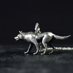 Sterling Silver Wolf Pendant Necklace, Wildlife Jewelry, Unique Wolf Charm, Nature Lover's Gift