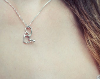 Medical Doctor Jewelry Gift, 925 Sterling Silver Stethoscope Necklace, Nurse Jewelry Gift, Science Anatomy Jewelry