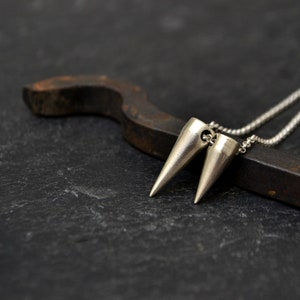 Spike Halskette, 925 Sterling Silber Minimal Schmuck, Herren Tribal Punk Halskette, Surfer Biker Niet Halskette