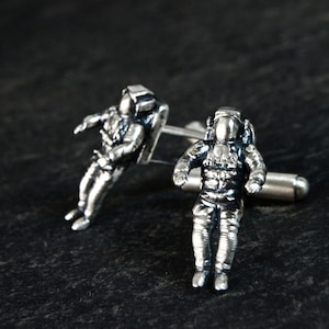 Astronaut Cufflinks Science Astronomy Cuff Links Wedding Jewelry Gift 925 Sterling Silver