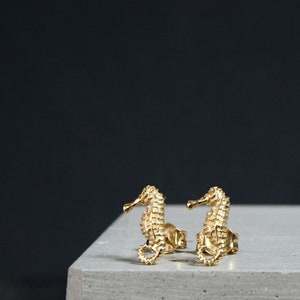 Sea Horse 14K Gold Earrings Ocean Sea Animal Fish Seahorse 14K Gold Jewelry Baby Shower Mom Gift