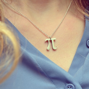 Joyería de matemáticas y ciencia Pi, collar unisex de Pi para nerds y geeks, regalo de joyería para profesores de matemáticas y ciencias, plata de ley 925