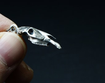 Horse Skull 925 Silver Necklace: Gothic Equestrian Skull Jewelry