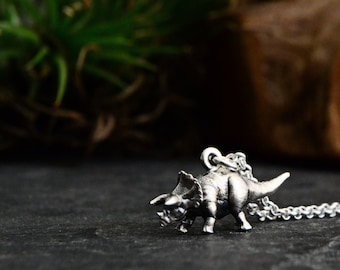 Triceratops Dinosaur Necklace Dinosaur Lover Gift Jewelry Dino Kids Jewelry 925 Sterling Silver