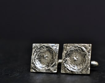 Moon Crater Cufflinks Space Galaxy Men Cufflinks Jewelry Astronomy Science Men gift 925 Sterling Silver