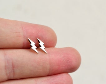 Thunderbolt Stud Earrings, Lightning Bolt Flash Jewelery Earrings, Sterling Silver Thunder Post Earrings, Lightning Scar