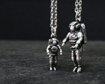 Astronaut Halskette Astronomie Wissenschaft Schmuck Spaceman Outer Space Halskette 925 Sterling Silber