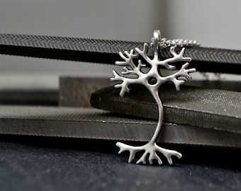 Neuron Necklace Science Jewelry, 925 Sterling Silver Neuron Pendant, Medical Anatomical Jewelry, Doctor Gift
