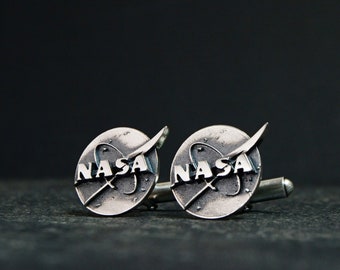 Nasa Cufflinks Science Astronomy Astronaut Mens Cufflinks NASA Science Wedding Jewelry Gift 925 Sterling Silver