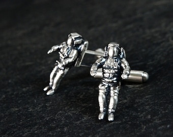 Astronaut Cufflinks Science Astronomy Cuff Links Wedding Jewelry Gift 925 Sterling Silver
