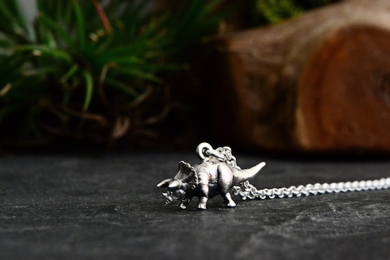 Triceratops Dinosaur Necklace Dinosaur Lover Gift Jewelry Dino Kids Jewelry 925 Sterling Silver