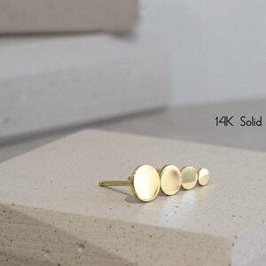 Circle 14K Gold Earrings Minimalist Dainty Circle 14K Gold Jewelry Geometric Everyday Jewelry image 4