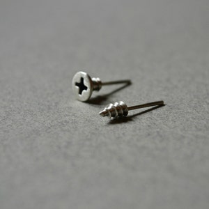 Screw Post Earrings, Unisex Phillips Screw Stud Earrings, Hardware Industrial Jewelry, 925 Sterling Silver Earrings