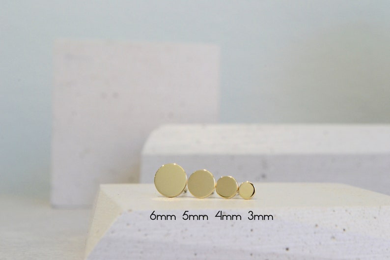 Circle 14K Gold Earrings Minimalist Dainty Circle 14K Gold Jewelry Geometric Everyday Jewelry image 5