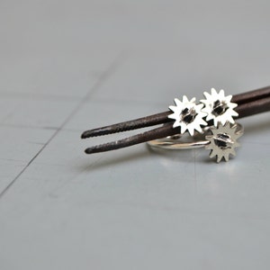 Steampunk Earrings, Mens Gear Earrings, Rustic Gear Post Stud Earrings, 925 Sterling Silver Industrial Punk Edgy Earrings image 5