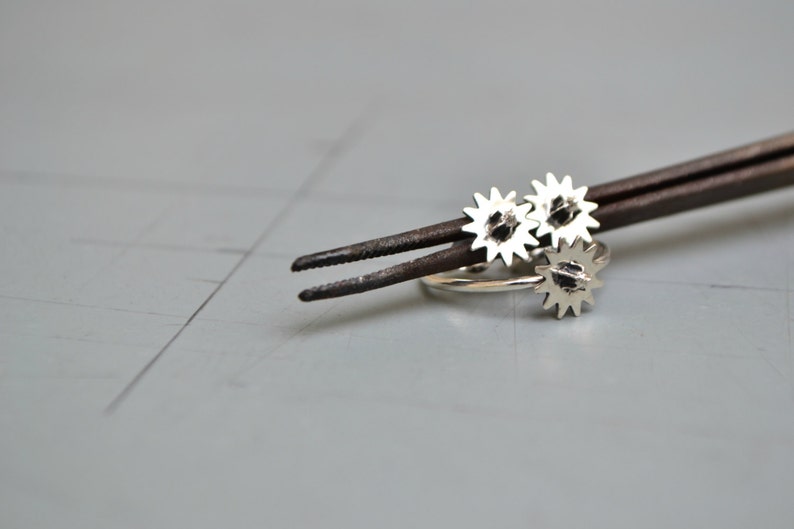 Steampunk Earrings, Mens Gear Earrings, Rustic Gear Post Stud Earrings, 925 Sterling Silver Industrial Punk Edgy Earrings image 5