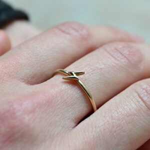 Tiny Flash 14K Gold Ring Lightning Scar Bolt Ring Everyday 14K Gold Ring Thunder Bolt Jewelry image 6