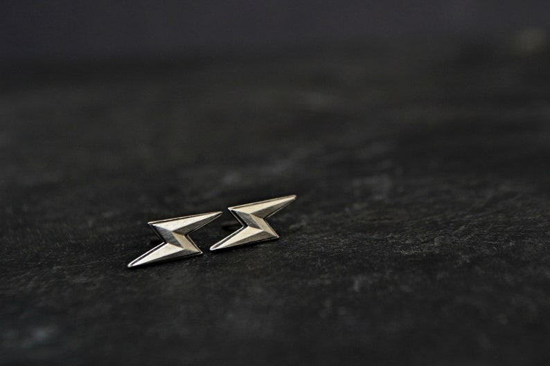 Lightning Bolt Earrings Sterling Silver Lightning Stud Earrings Everyday Thunder Bolt Jewelry image 6