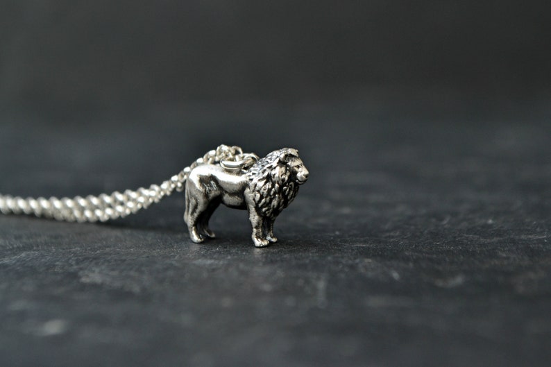 Lion Necklace, Leo Zodiac Lion Jewelry, Wildlife Animal King Lion Fire Emblem Jewelry, Sterling Silver image 1