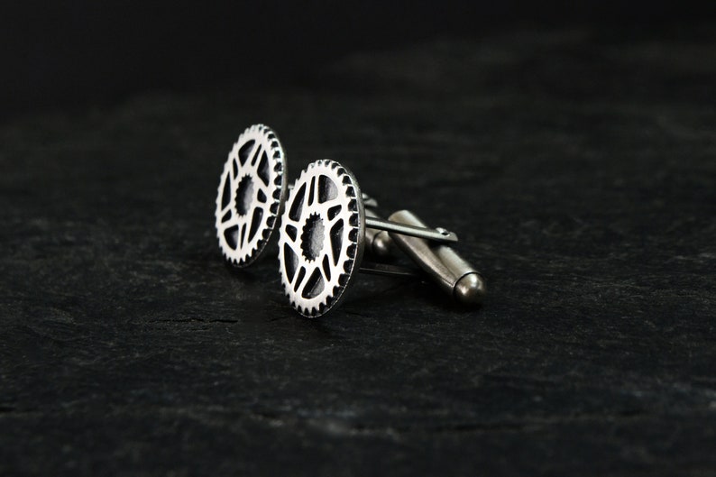 Bicycle Gear Cufflinks Biker Bike Cufflinks Cyclist Men's Industrial Steampunk Gear Bicycle Jewelry image 3