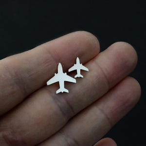Airplane Studs Earrings 925 Silver Plane Travel Earrings Minimal Aviation Pilot Flight Attendant Stewardess Jewelry