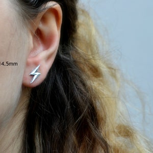 Lightning Bolt Earrings Sterling Silver Lightning Stud Earrings Everyday Thunder Bolt Jewelry image 9