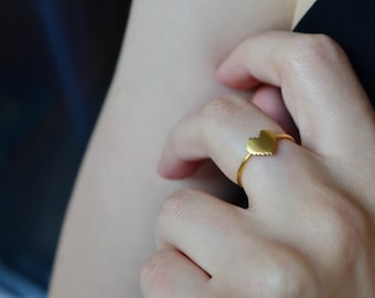 14K Gold Pixel Heart Ring Video Game Jewelry Ring