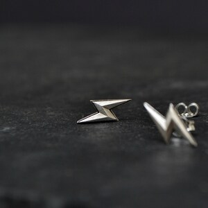 Lightning Bolt Earrings Sterling Silver Lightning Stud Earrings Everyday Thunder Bolt Jewelry image 3