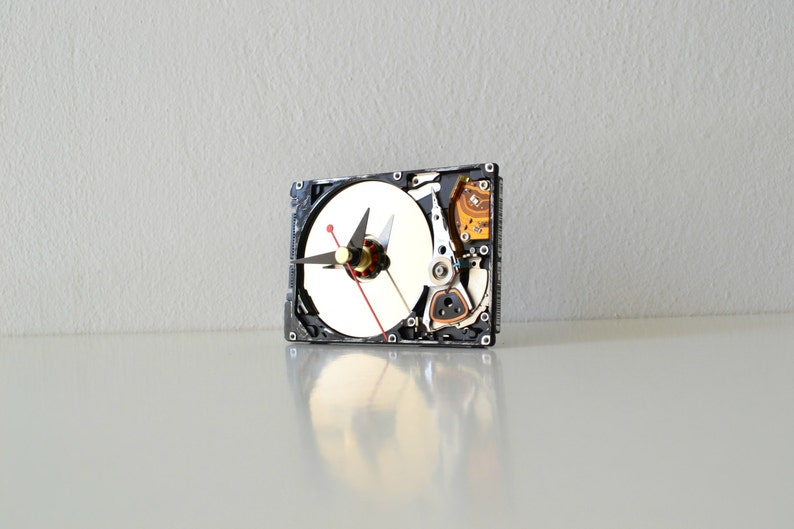 Mini Hard Drive Desk Clock Recycled Computer Cute Desk Clock Etsy