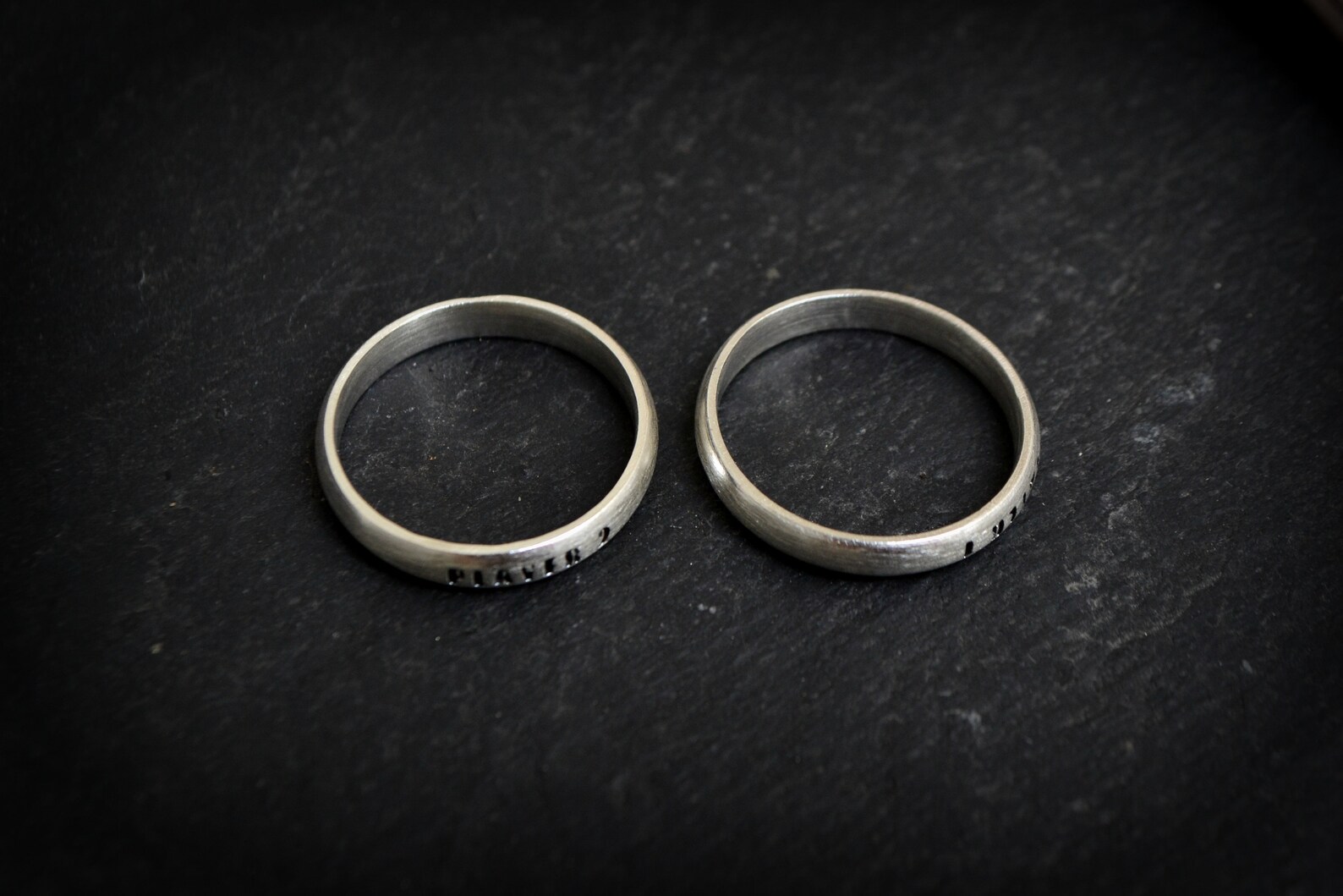 Couples Ring Set, Geek Nerd Wedding Engagement Band Ring, Alternative Promise Wedding Rings