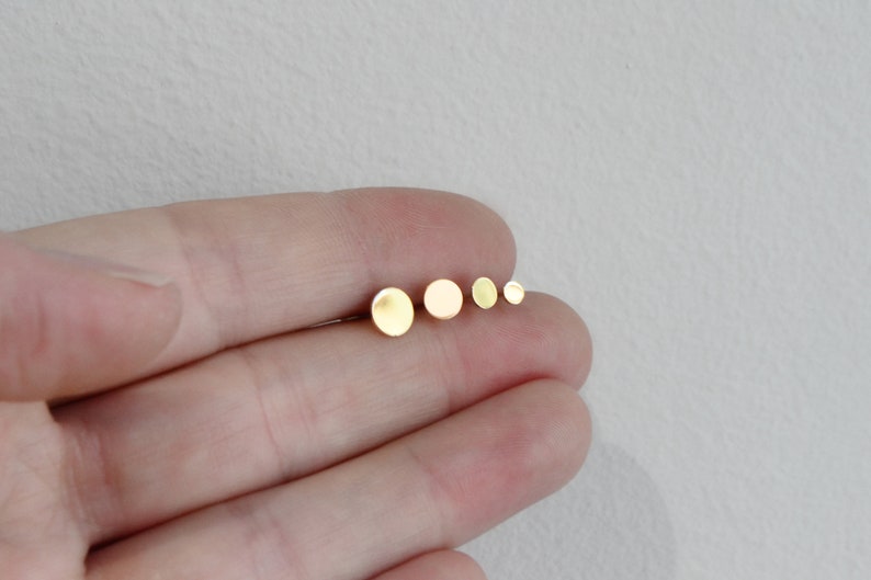 Circle 14K Gold Earrings Minimalist Dainty Circle 14K Gold Jewelry Geometric Everyday Jewelry image 7
