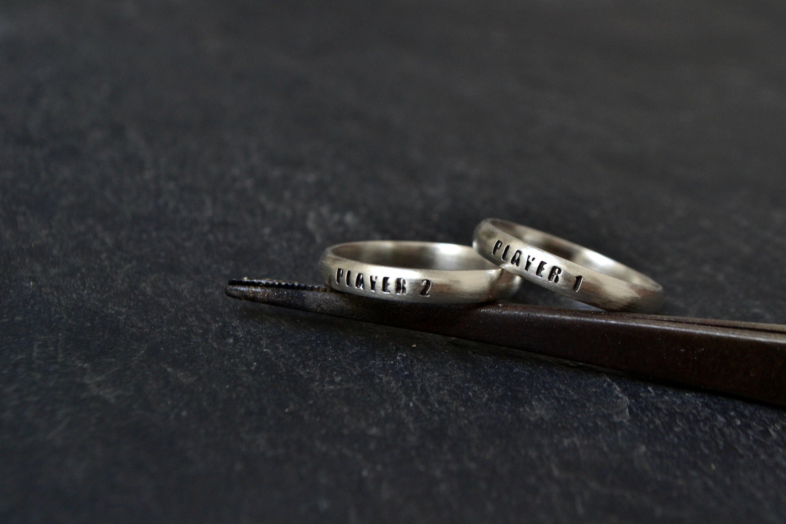 Geek Rings Couples Ring Set, Geek Nerd Wedding Engagement Band Ring, Alternative ...