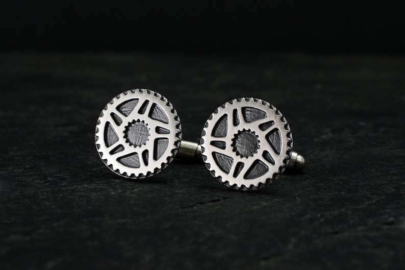 Bicycle Gear Cufflinks Biker Bike Cufflinks Cyclist Men's Industrial Steampunk Gear Bicycle Jewelry image 2