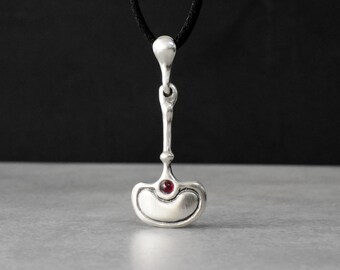 Ancient Greek Crete Jewelry 925 Silver Artistic Sculptural Garnet Necklace Gemstone Jewelry