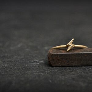 Tiny Flash 14K Gold Ring Lightning Scar Bolt Ring Everyday 14K Gold Ring Thunder Bolt Jewelry image 4