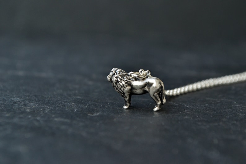 Lion Necklace, Leo Zodiac Lion Jewelry, Wildlife Animal King Lion Fire Emblem Jewelry, Sterling Silver image 2