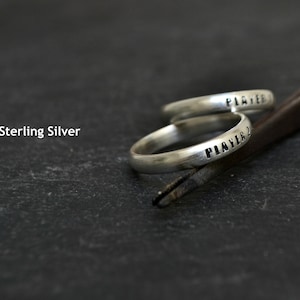 Couples Ring Set, Geek Nerd Wedding Engagement Band Ring, Alternative Promise Wedding Rings, Player 1 Player 2, 925 Sterling Silver image 3