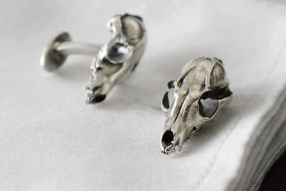 Wolf Skull Cufflinks 925 Silver Wolf Animal Werewolf Men Cuff Links Wedding Jewelry Gift
