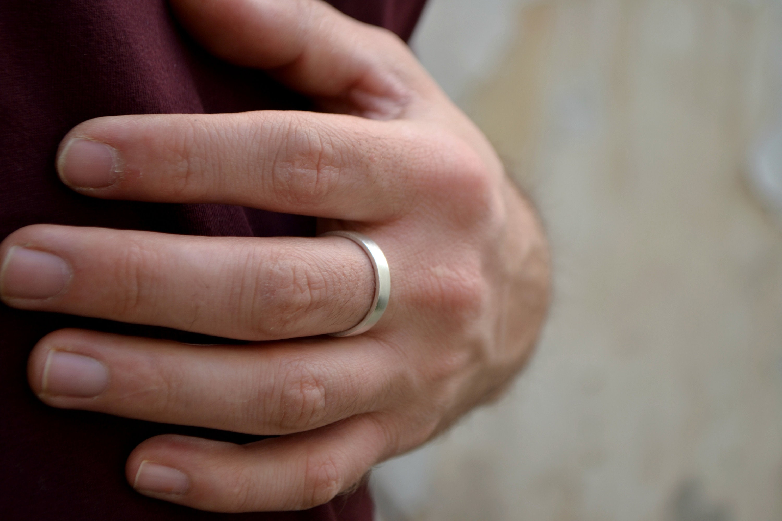 Mens Silver Ring Mens Minimal Wedding Band Ring 925 Sterling Etsy UK