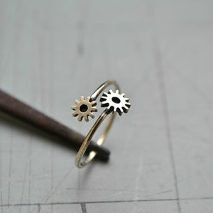 Industrial Steampunk Ring 925 Sterling Silver Biker Grunge Ring Jewelry Metalwork Gear