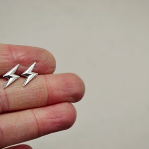 Lightning Bolt Earrings Sterling Silver Lightning Stud Earrings Everyday Thunder Bolt Jewelry image 7