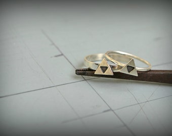 Couple Triangle Geometric Rings Geeky Wedding Band Anniversary Ring Gift, Couples Geometric Jewelry