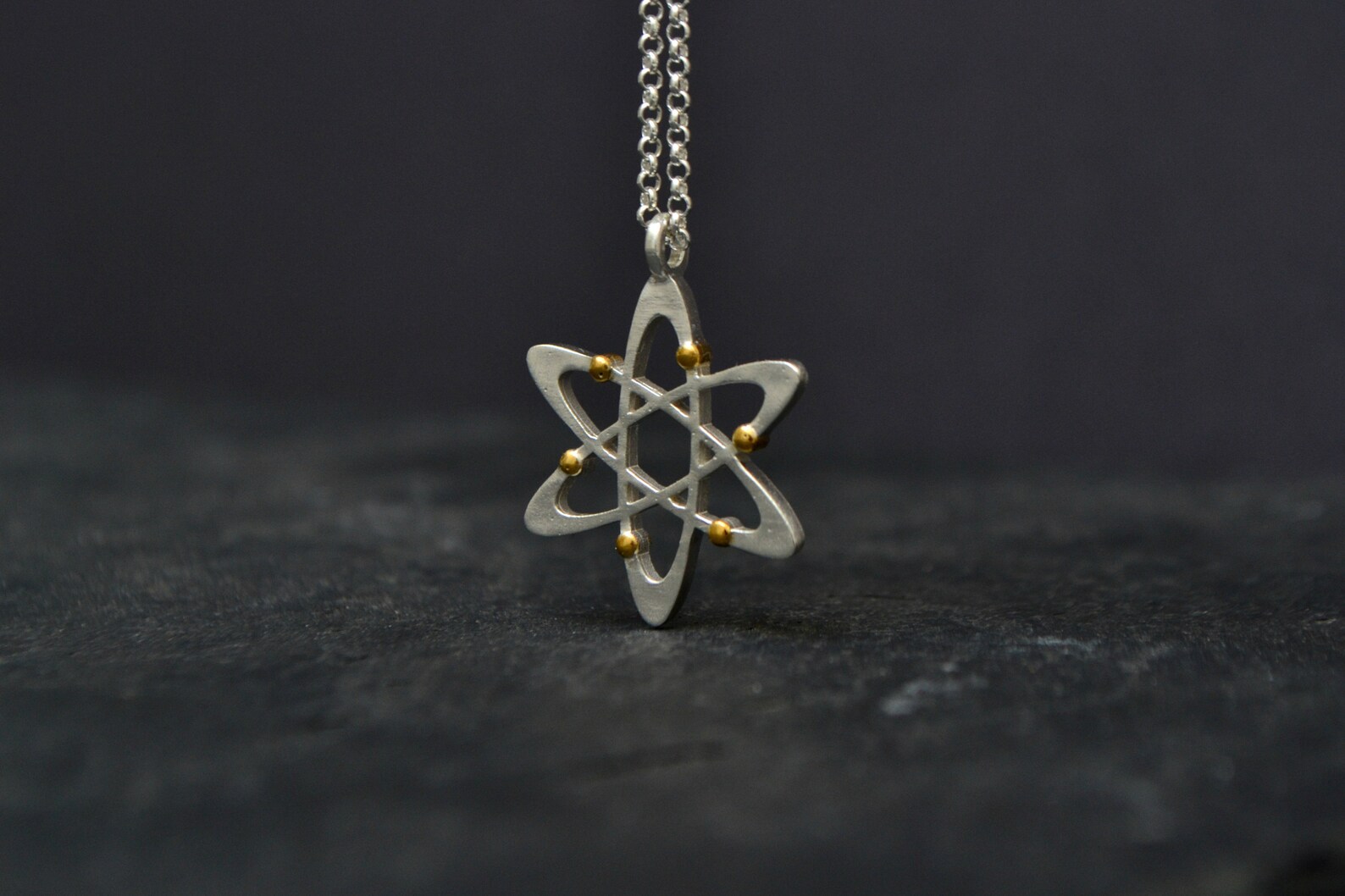Science Jewelry 925 Sterling Silver Atom Necklace Science Etsy