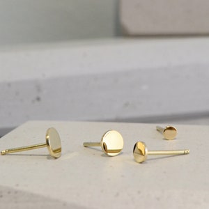 Circle 14K Gold Earrings Minimalist Dainty Circle 14K Gold Jewelry Geometric Everyday Jewelry image 6