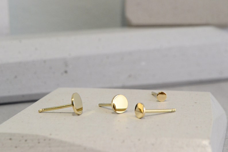 Circle 14K Gold Earrings Minimalist Dainty Circle 14K Gold Jewelry Geometric Everyday Jewelry image 6