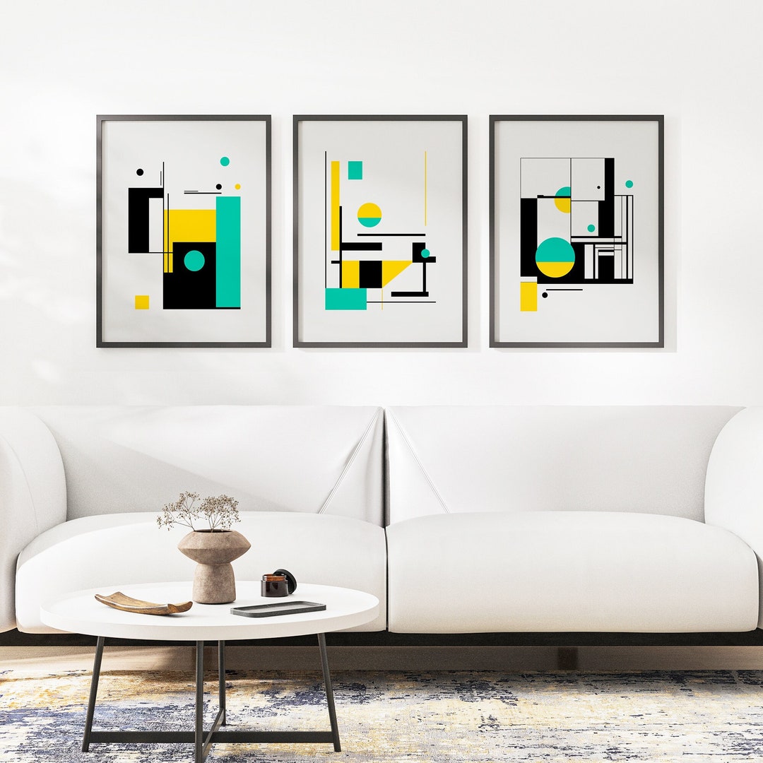 Bauhaus Printable Poster Set of 3 Mid Century Modern Print Set - Etsy