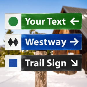 Handcrafted Custom Ski Trail Sign – Rustic Weathered Ski Lodge Decor - Ski Mountain Home Gift for Skiers and Snowboarders