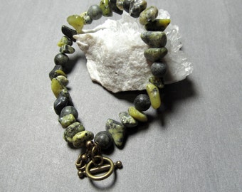 Yellow Turquoise Green Jasper Bracelet Boho Stone Chips Rustic Natural Stone Jewelry Gemstone Bracelet