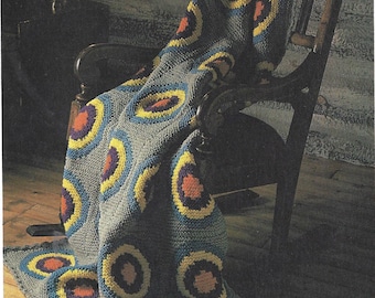 Circle n Squares Afghan Knitting Pattern PDF